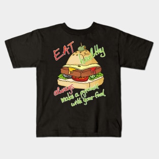 Healthy Eating Burger Pyramid Kids T-Shirt